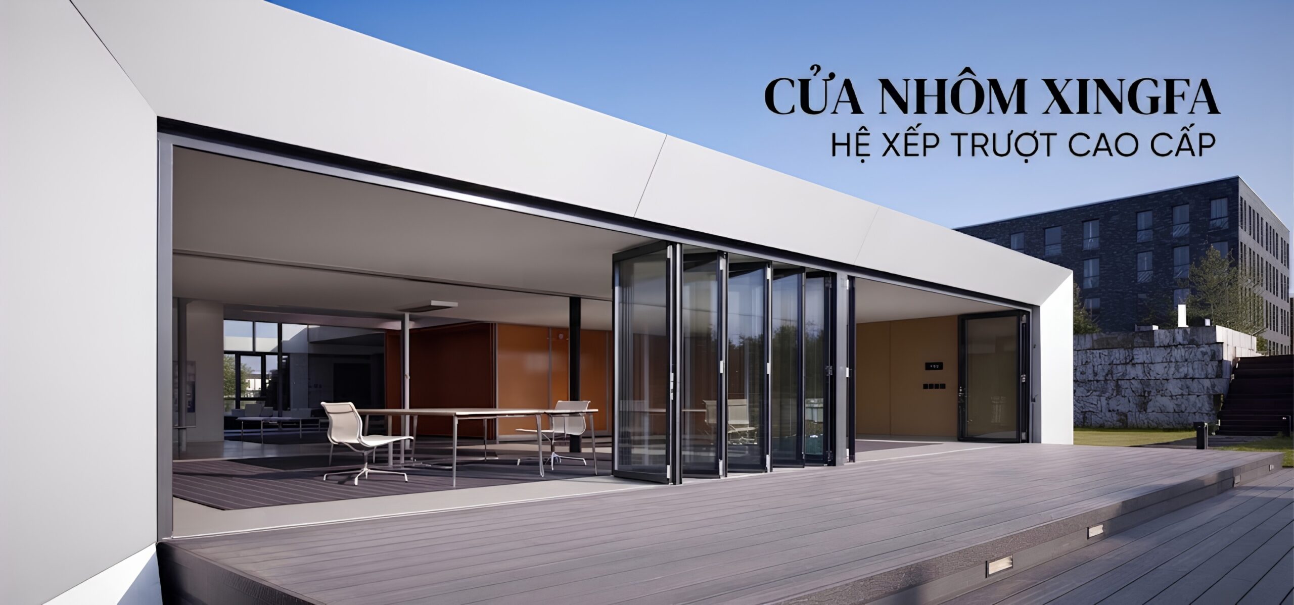 Cửa đi xếp trượt nhôm Xingfa đẹp, thoáng