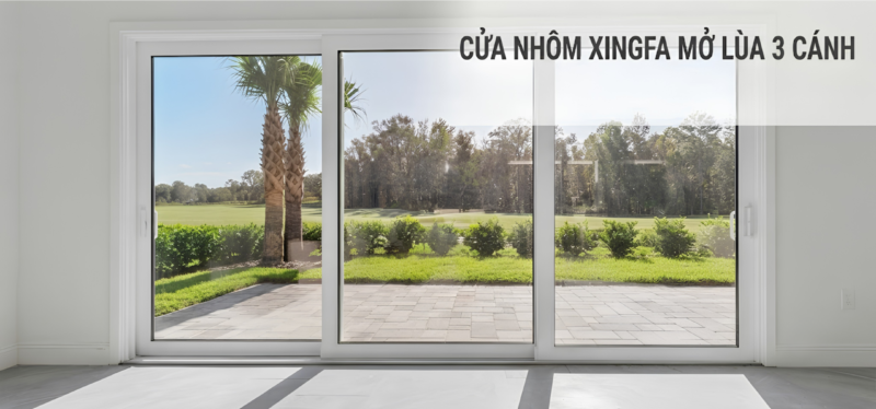 Cửa sổ 3 cánh mở lùa nhôm Xingfa