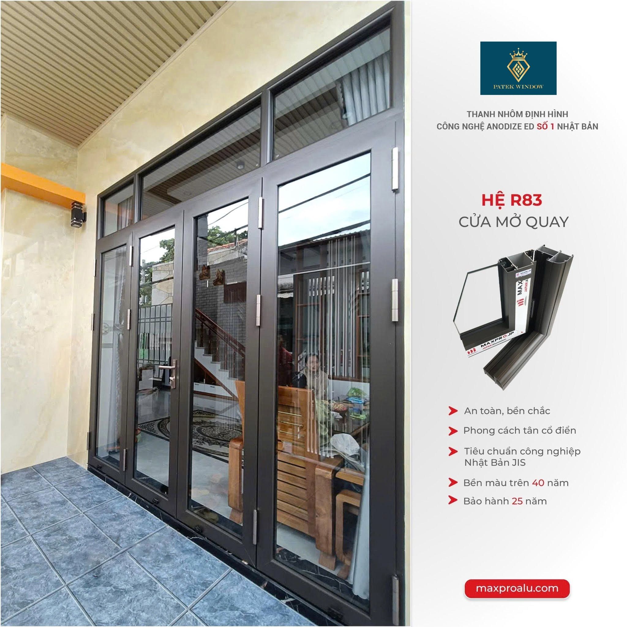 Dự án cửa nhôm MAXPRO R83 màu Nâu Thu sang trọng